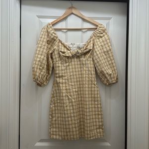 English Factory yellow plaid tie dress
